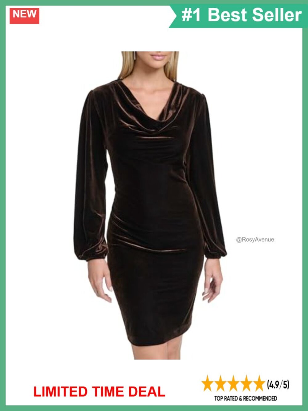 Long Balloon Sleeve Cowl Neck Velvet Sheath Mini Dress